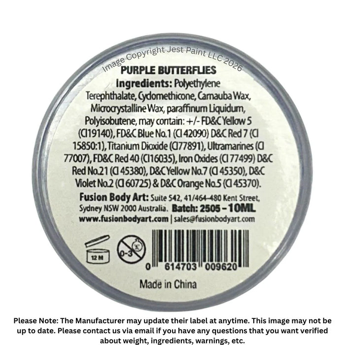 Fusion Body Art | Glitter Creams - Purple Butterflies 10ml