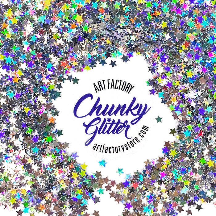 Loose Chunky Glitter - Silver Stars • Art Factory