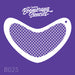 Boomerang stencil with fish scale pattern on a purple background