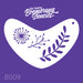 Boomerang stencil with floral designs on a purple background