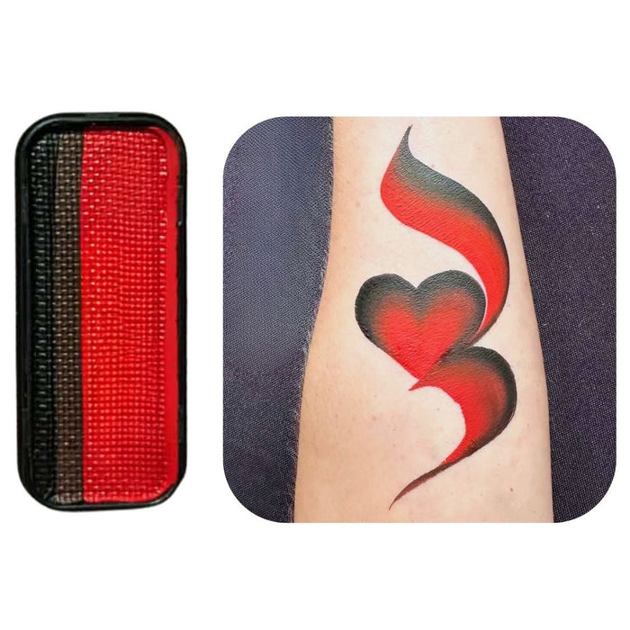 Spider Red onestroke face paint cake by Face Painting Hub, black, deep red and scarlet swatch