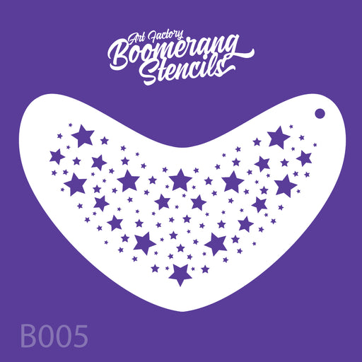 Star design on a boomerang shaped stencils