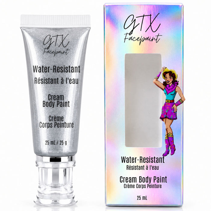 GTX Water-Resistant Cream Body Paint - Steel Guitar Silver - Metallic 25ml