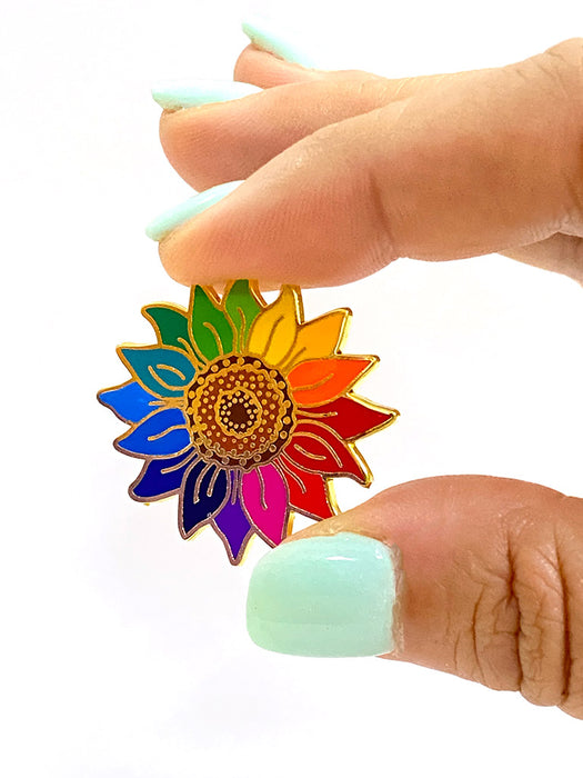 Rainbow Sunflower Pin
