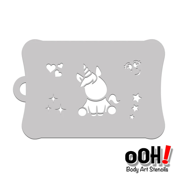T69 Baby Unicorn Ooh! Tattoo Stencil