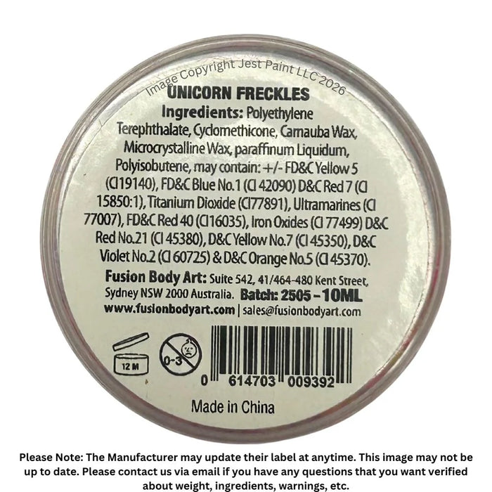 Fusion Body Art | Glitter Creams - Unicorn Freckles 10ml (UV Reactive)