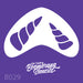 Two unicorn horn design on a boomerang shaped stencil 