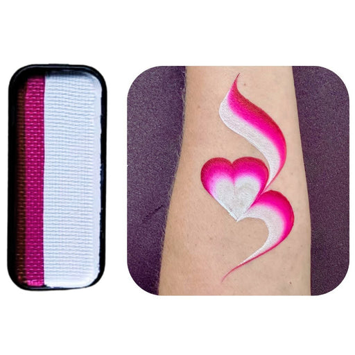 Unicorn Rose onestroke face paint cake by Face Painting Hub, deep red, magenta and white swatch