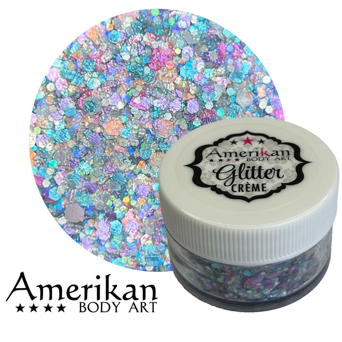 Venus teal and purple Glitter cream jar