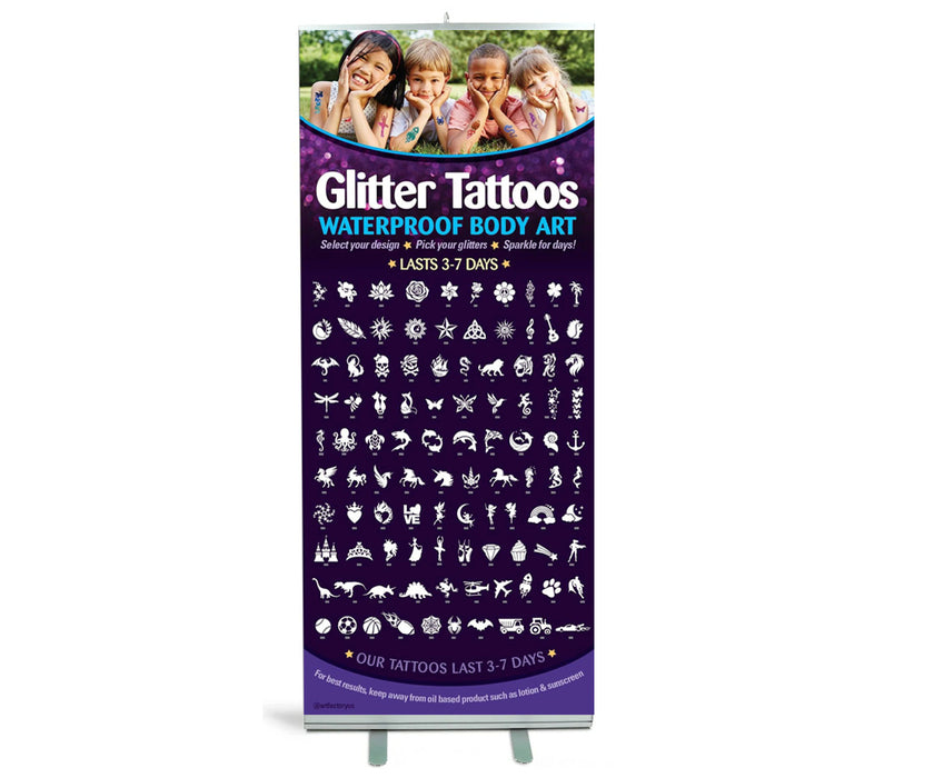 Glitter Tattoo Display Retractable Banner- Best Sellers