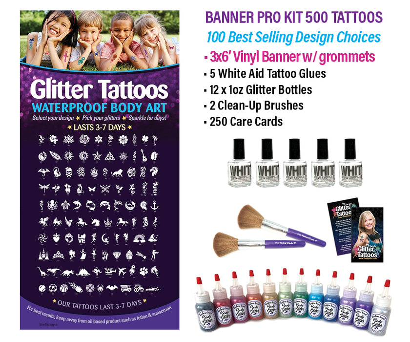 Festival Pro Tattoo Kit - 500 Tattoo With Vinyl Banner