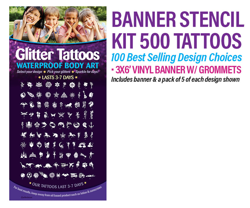 Vinyl Banner Set 500 Tattoo Stencils