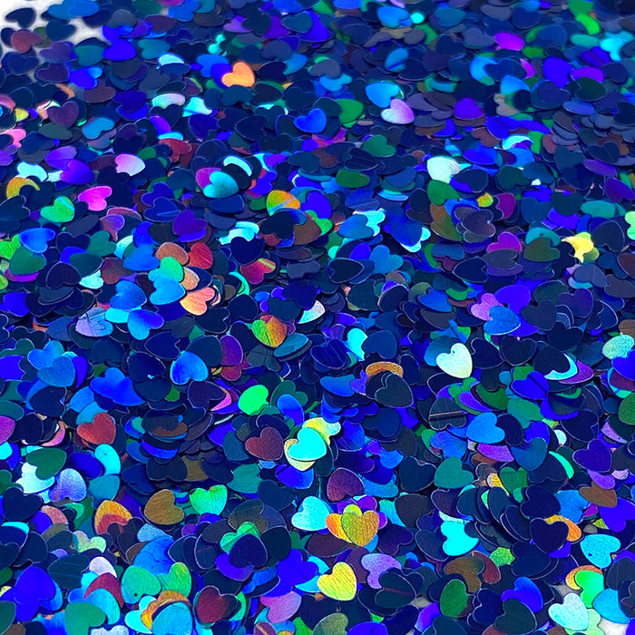 Loose Chunky Glitter - Blue Holographic Hearts • Art Factory