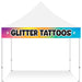 glitter tattoo festival banner on white tent