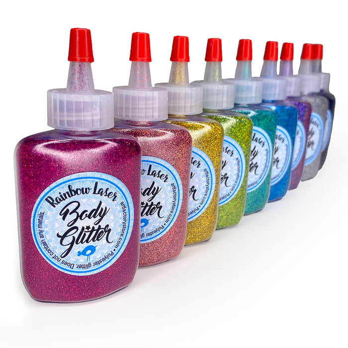 9-set Rainbow Laser Body Glitter in 1 oz bottles