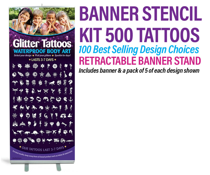 Retractable Banner Set 500 Tattoo Stencils
