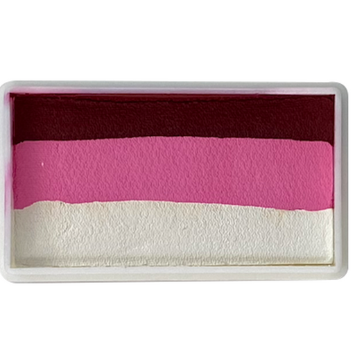 red pink and white face paint one stroke