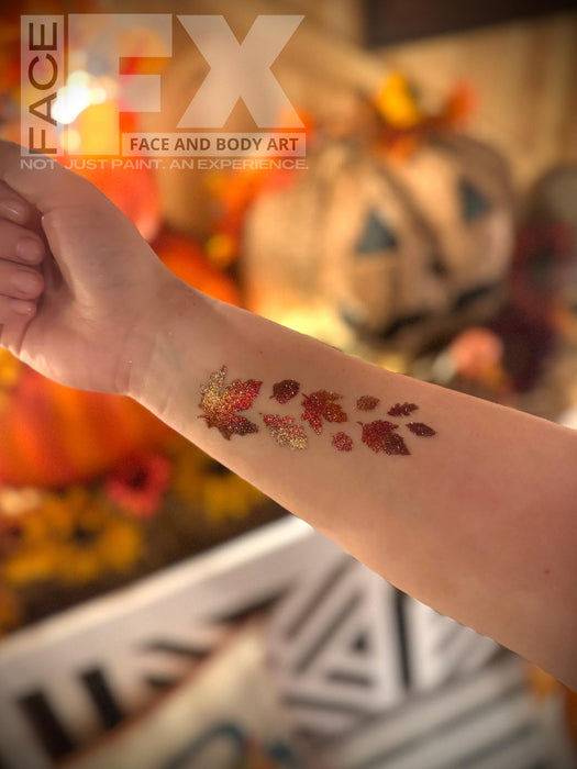 847 Fall Leaves Splash - Set of 5 - Art Factory Glitter Tattoo Stencils
