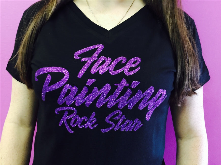 V Neck Face Painting Rock Star Artist T-Shirt