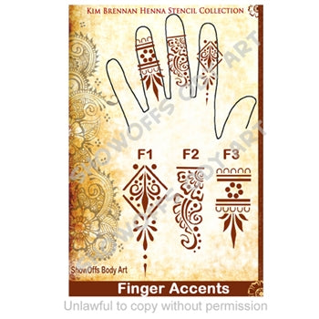 Henna 7 finger Accents 1-3 Kim Brennan Airbrush Stencil Collection