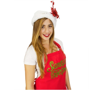 Santa's Helper Red Apron with Green Letters