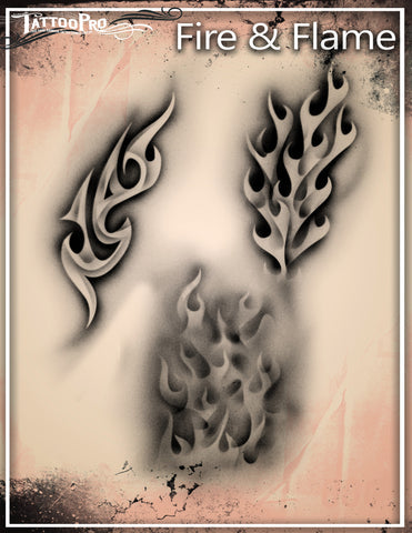 Wiser's fire & flame Airbrush Tattoo Pro Stencil Series 2