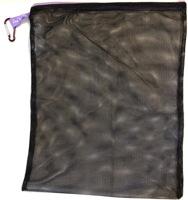 Art Factory Black mesh bag with carabiner.