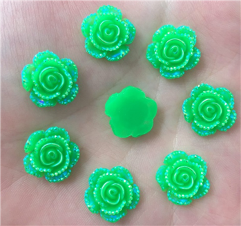 34 Art Factory Gems - Electric Green flower - 8mm (Aprox 12)