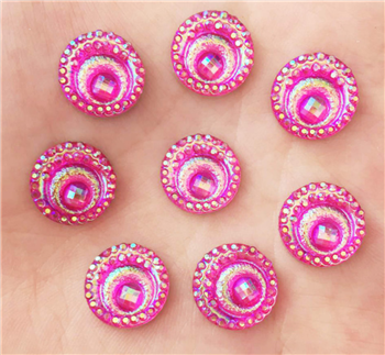 66 Art Factory Gems -  Hot Pink Circle Gem  - 12mm (Aprox 20)