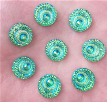 70 Art Factory Gems -  Mermaid Green Circle Gem  - 12mm (Aprox 20)
