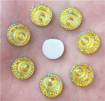 64 Art Factory Gems -  Yellow Circle Gem  - 12mm (Aprox 20)