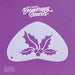 A purple and white boomerang-shaped stencil with a mistletoe and holly design