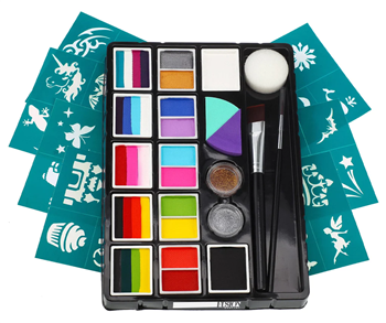 Face Painting Kit for Kids - 32 Stencils, 8 Water Based Face Paint