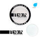 This image features a compact 32-gram container of Fusion Body Art & FX UV Neon White face paint. The product is presented in a round, black container with a clear lid, allowing the neon white color of the paint to be visibly striking.