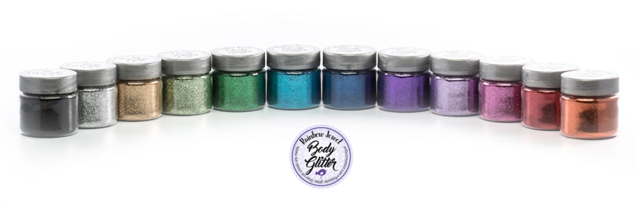 12-Set Rainbow Jewel Body Glitter In 1oz Jars