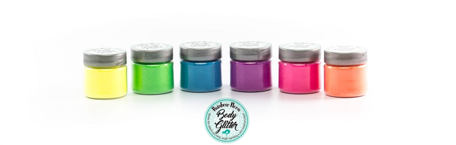 6-set Neon Glitter- (UV)  in  1 oz jars