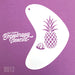 A boomerang shaped stencil with a cut-out design of a pineapple