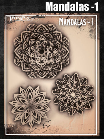 Wiser's Mandalas 1 Airbrush Tattoo Pro Stencil Series