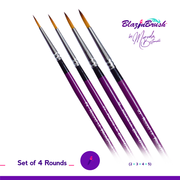 Set of 4 Rounds Blazin Brushes by Marcela Bustamante