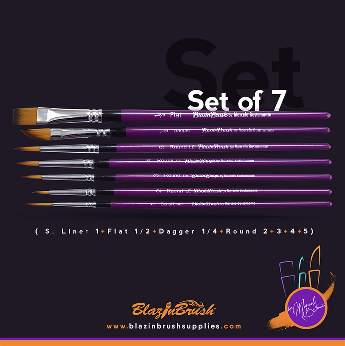 Set of 7 Blazin Brushes by Marcela Bustamante
