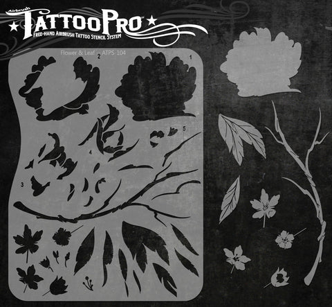 Wiser's flower & Leaf Airbrush Tattoo Pro Stencil Series 1