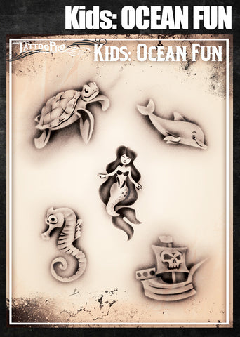 Wiser's Ocean fun Airbrush Tattoo Pro Stencil Kids Series