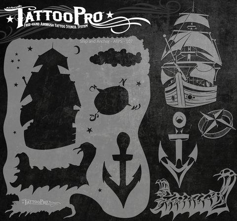 Wiser's Ship & Anchor Tattoo Pro Stencil Series 1