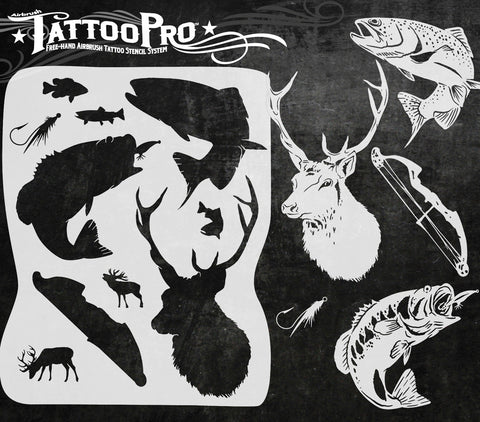 Wiser's Hunting & fishing Airbrush Tattoo Pro Stencil Series 4